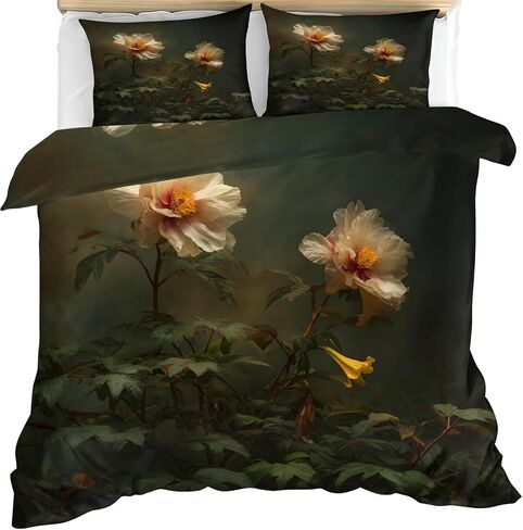 Modern Style Toddler Bedding Set, Flowers Toddler Duvet Cover, Pastoral Style Comforter Cover & 1 Pillow Sham, Super Soft Microfiber with Zipper & Ties, All Season A810 in Kuwait