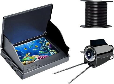 Spearfishing Camera, Ice Fishing Camera HD 4.3/5 Inch, Waterproof, 12 Infrared Lights with Wide View 220° for, Lakes, Sea, Boat in Kuwait