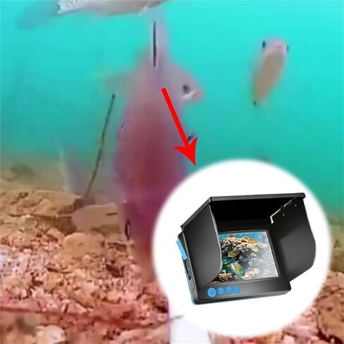 Spearfishing Camera, Ice Fishing Camera HD 4.3/5 Inch, Waterproof, 12 Infrared Lights with Wide View 220° for, Lakes, Sea, Boat in Kuwait