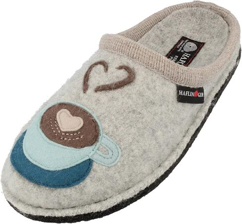 HAFLINGER AR Latte Coffee motif Wool Slipper Mule in Kuwait