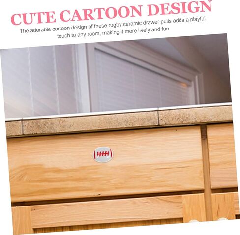2pcs Cute Rugby Ceramic Drawer Pulls for Boy Girl Room Adorable Cartoon Single Hole Handles for Dresser and Cabinet Unique Sports Drawer Knobs for Boy Girl Furniture in Kuwait