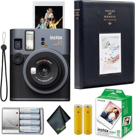 FUJIFILM INSTAX Mini 41 Instant Camera 100-Sheet Bundle | For Parties, Events & Instant Photos | Includes Battery Charger, Photo Album, 4 Rechargeable AA Batteries, 4x AA Batteries in Kuwait