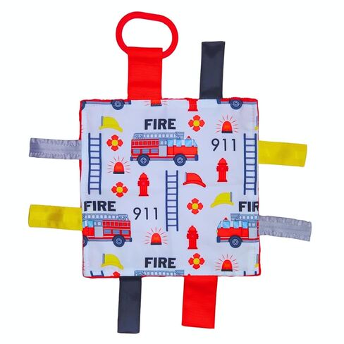 Baby Jack & Co 8x8" Fire Lovey Tag Toys for Babies - Baby Crinkle Toys - Crinkle Toys for Baby - Soft & Safe - Learn Shapes & Colors - Ideal Baby Toy - BPA Free w/Stroller Clip in Kuwait