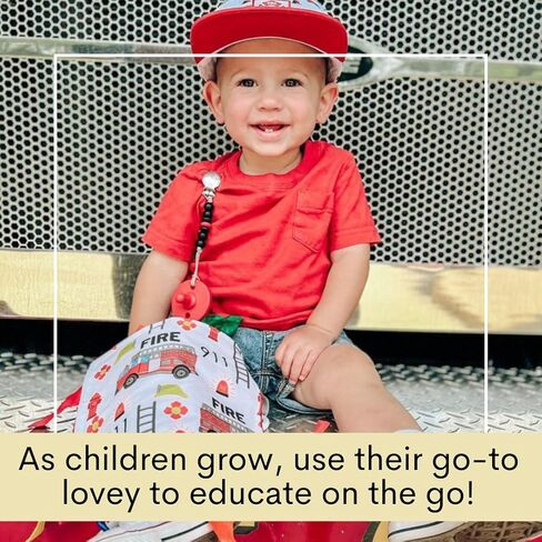 Baby Jack & Co 8x8" Fire Lovey Tag Toys for Babies - Baby Crinkle Toys - Crinkle Toys for Baby - Soft & Safe - Learn Shapes & Colors - Ideal Baby Toy - BPA Free w/Stroller Clip in Kuwait
