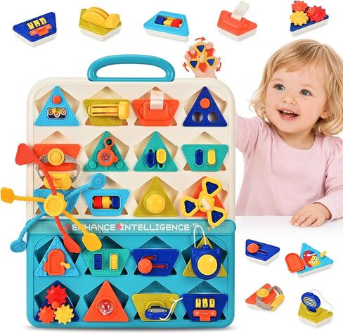 20-in-1 Montessori Busy Board, Sensory Travel Toy for Toddlers | Detachable Activity Board with Straps, Fine Motor Skills Educational Gift for Boys Girls 12M+ Birthday Christmas in Kuwait
