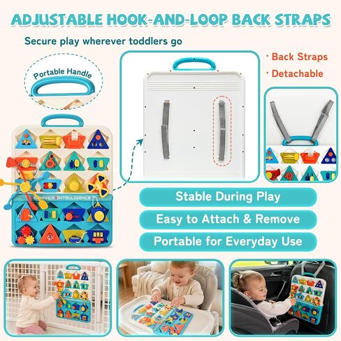 20-in-1 Montessori Busy Board, Sensory Travel Toy for Toddlers | Detachable Activity Board with Straps, Fine Motor Skills Educational Gift for Boys Girls 12M+ Birthday Christmas in Kuwait