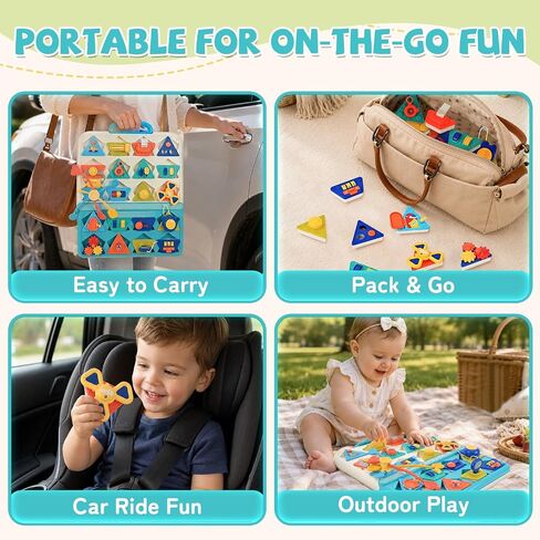20-in-1 Montessori Busy Board, Sensory Travel Toy for Toddlers | Detachable Activity Board with Straps, Fine Motor Skills Educational Gift for Boys Girls 12M+ Birthday Christmas in Kuwait