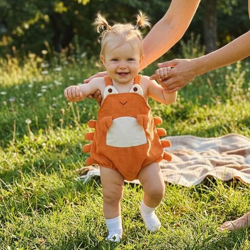 PUHHAPIEY Baby Crab Overall Romper Corduroy Sleeveless Cartoon Romper Onesie Cute Gender Neutral Baby Clothes in Kuwait