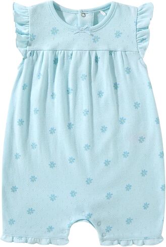 TRND O&X Baby Girl 2-Pack Soft Cotton Pointelle Romper, Ruffle Summer Outfit for Newborn Girls 0-24M in Kuwait