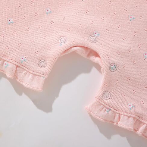TRND O&X Baby Girl 2-Pack Soft Cotton Pointelle Romper, Ruffle Summer Outfit for Newborn Girls 0-24M in Kuwait