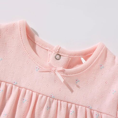 TRND O&X Baby Girl 2-Pack Soft Cotton Pointelle Romper, Ruffle Summer Outfit for Newborn Girls 0-24M in Kuwait