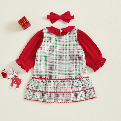 Ayalinggo Baby Girl Christmas Outfit Newborn First Xmas Romper Shirt Onesie Santa Overalls Dress Fall Winter Clothes in Kuwait