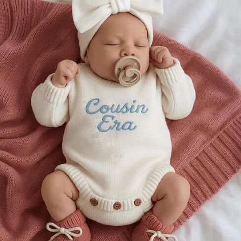 Personalized Embroidered Name Baby Romper Set,Newborn Coming Home Outfit,Soft Cotton,Gender Neutral in Kuwait
