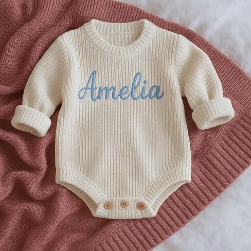 Personalized Embroidered Name Baby Romper Set,Newborn Coming Home Outfit,Soft Cotton,Gender Neutral in Kuwait