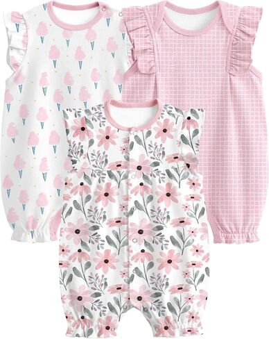 Yoofoss Baby Boy and Girl Romper 9-12 Months 100% Organic Cotton Infant Summer Clothes Short Sleeve Baby Outfit Soft and Breathbale in Kuwait