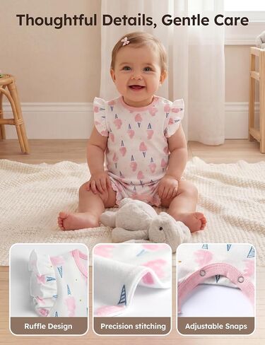 Yoofoss Baby Boy and Girl Romper 9-12 Months 100% Organic Cotton Infant Summer Clothes Short Sleeve Baby Outfit Soft and Breathbale in Kuwait
