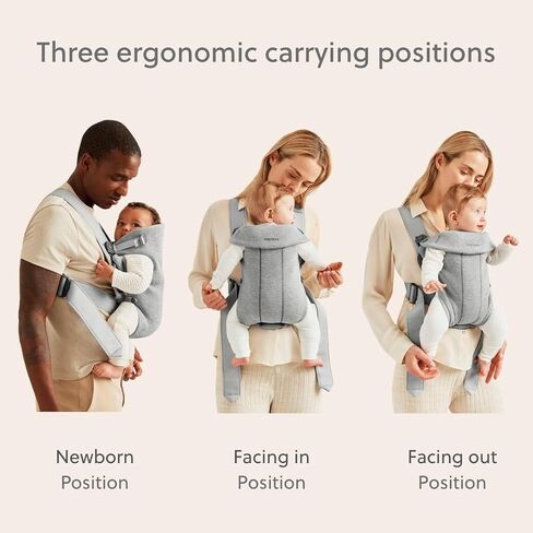 BabyBjörn Baby Carrier Mini, Light Gray, 3D Jersey | Infant Carrier (7-25 lbs), Ergonomic, Easy-to-Use in Kuwait
