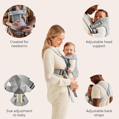 BabyBjörn Baby Carrier Mini, Light Gray, 3D Jersey | Infant Carrier (7-25 lbs), Ergonomic, Easy-to-Use in Kuwait