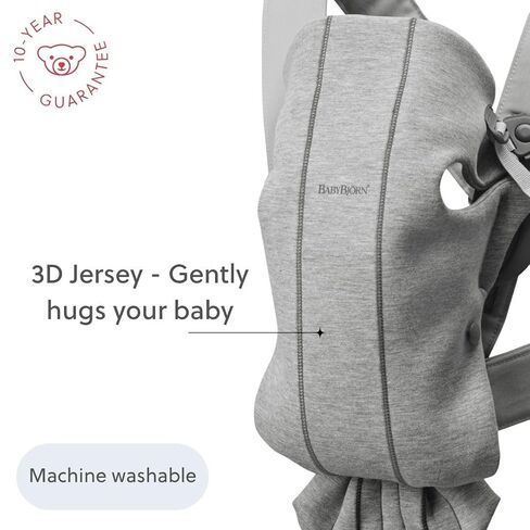 BabyBjörn Baby Carrier Mini, Light Gray, 3D Jersey | Infant Carrier (7-25 lbs), Ergonomic, Easy-to-Use in Kuwait