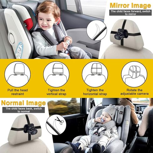 AMTIFO Baby Car Camera Easy Install: Clear Night Vision 2Mins Plug-Play Backseat Camera 360 Rotation Rear Facing Car Baby Monitor with Camera in Kuwait