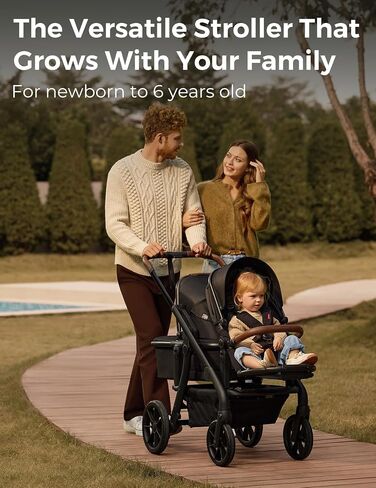 Momcozy ChangeGo Single to Double to Wagon Stroller, 23 Configurations | Carrycot and Seat Included with Large PU Wheels, All-wheel Suspension, and an Extendable UPF 50+ Canopy in Kuwait