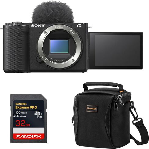 Sony Alpha ZV-E10 II Mirrorless Camera with E PZ 16-50mm f/3.5-5.6 OSS II Lens, Black, Bundle with 64GB Memory Card, 40.5mm Filter Kit and Shoulder Bag in Kuwait