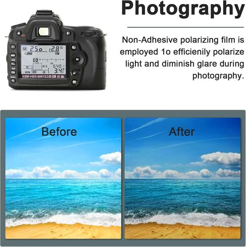 2 PCS Polarizing Film 7.8x11.8 inches Adhesive Polarized Film Sheets Linear LCD Polarizing Films for LCD Screen Repair, Physics Education, Photography Filter in Kuwait