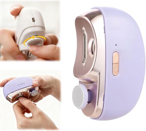 Electric Nail Clipper for Seniors & Adults, 2 in 1 Baby Auto Nail Trimmer | Automatic Nail Clipper with Child Lock, Light & Storage, 2-Speed Smart Nail Clipper for Fingernail & Toenail, Purple in Kuwait