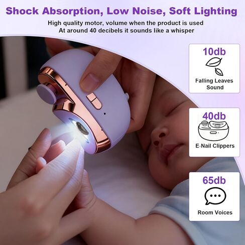 Electric Nail Clipper for Seniors & Adults, 2 in 1 Baby Auto Nail Trimmer | Automatic Nail Clipper with Child Lock, Light & Storage, 2-Speed Smart Nail Clipper for Fingernail & Toenail, Purple in Kuwait