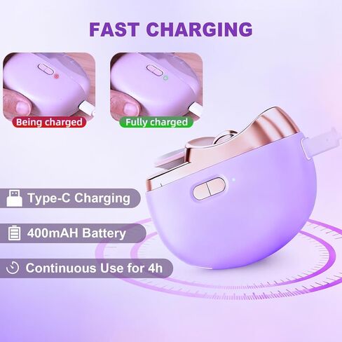 Electric Nail Clipper for Seniors & Adults, 2 in 1 Baby Auto Nail Trimmer | Automatic Nail Clipper with Child Lock, Light & Storage, 2-Speed Smart Nail Clipper for Fingernail & Toenail, Purple in Kuwait