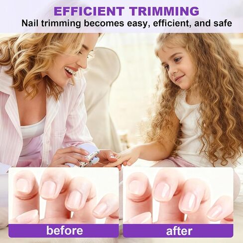 Electric Nail Clipper for Seniors & Adults, 2 in 1 Baby Auto Nail Trimmer | Automatic Nail Clipper with Child Lock, Light & Storage, 2-Speed Smart Nail Clipper for Fingernail & Toenail, Purple in Kuwait