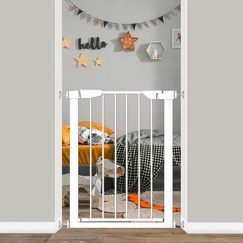 Fairy Baby 22.8"-25.5" Narrow Baby Gate for Small Stair Doorways No Drill | Pressure Mounted Small Pet Dog Gates, Easy Walk Thru Child Safety Gate, Adjustable Tension Metal Gate No Extensions, White in Saudi Arabia