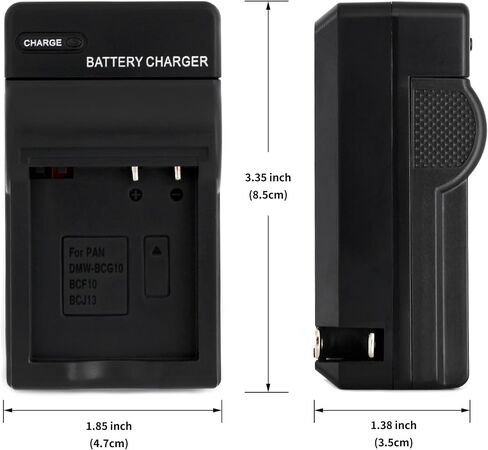 Norifon DMW-BCG10 Wall Charger for Panasonic Lumix DMC-TZ10 | Compaitble with Panasonic Lumix DMC-TZ20, DMC-TZ22, DMC-TZ6, DMC-TZ7, DMC-TZ8, DMC-ZR1, DMC-ZR3, DMC-ZS1 with Foldable Plug in Kuwait