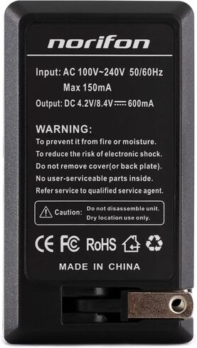 Norifon DMW-BCG10 Wall Charger for Panasonic Lumix DMC-TZ10 | Compaitble with Panasonic Lumix DMC-TZ20, DMC-TZ22, DMC-TZ6, DMC-TZ7, DMC-TZ8, DMC-ZR1, DMC-ZR3, DMC-ZS1 with Foldable Plug in Kuwait