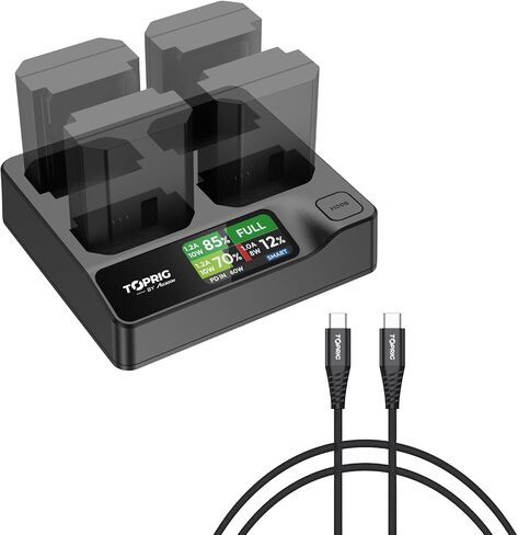 Accoon Toprig 4 Bay NP-FZ100 Battery Charger, PD 60W Fast Charging for Sony A1/A 6600/A 6700/A 7 III/A7R III/A 7C/A7CR/A 7S III/A 7R IV/A 7R V/A 9 II/A 9 III/ZV-E1/ZV-E1, FX3/FX30 Camera Battery in Kuwait