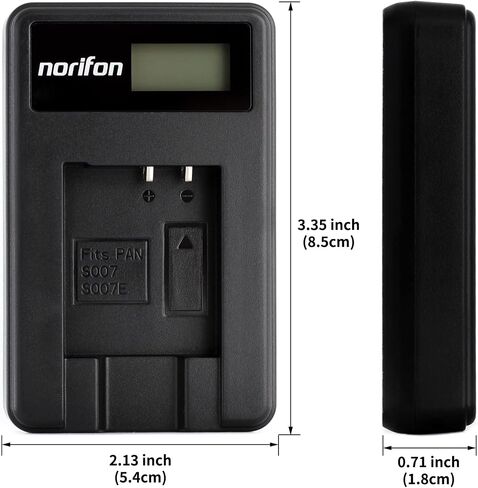 Norifon CGA-S007 LCD USB Charger for Panasonic DMC-TZ11, DMC-TZ15 | Compatible with Panasonic DMC-TZ4, DMC-TZ5, Lumix DMC-TZ1, DMC-TZ2, DMC-TZ3, DMC-TZ4K, DMC-TZ4S, DMC-TZ50 in Kuwait