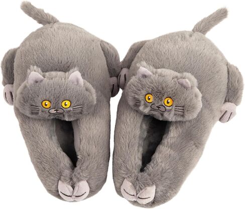 ARELUX Animal Slippers Cotton Adult Unisex, Cute Novelty Cat Panda Plush House Shoes with Non-Slip Sole, Warm Fuzzy Lining for Indoor Outdoor Cosplay Party Gift in Kuwait