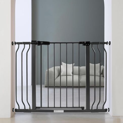 BalanceFrom 29.1-43.3" Easy Walk-Thru Baby and Pet Safety Gate with Hold-Open and Auto-Close – Adjustable Steel Barrier for Stairs, Doorways, and Hallways, No Drilling Installation in Kuwait