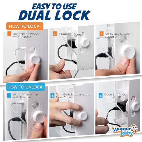 Clear Outlet Cover Box [Patented] Double Lock for Much Better Toddler Proofing, Easier Operation, Simple 3 Step Install with Included Screws. Provides Extra Space Inside for Plugs in Kuwait