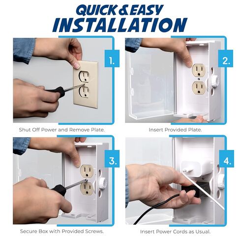Clear Outlet Cover Box [Patented] Double Lock for Much Better Toddler Proofing, Easier Operation, Simple 3 Step Install with Included Screws. Provides Extra Space Inside for Plugs in Kuwait