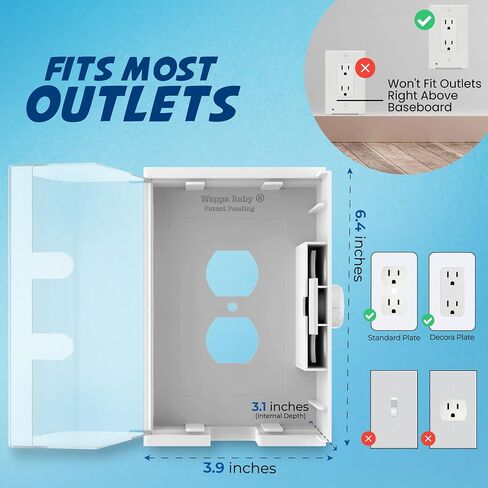 Clear Outlet Cover Box [Patented] Double Lock for Much Better Toddler Proofing, Easier Operation, Simple 3 Step Install with Included Screws. Provides Extra Space Inside for Plugs in Kuwait
