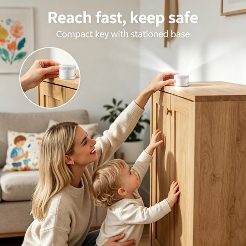 4 Pack Magnetic Cabinet Locks Baby Proofing with 2 Keys | No Drill, Tool-Free 3M Adhesive, Invisible Inside Cabinet, for Kitchen & Bathroom Drawers, Renter-Friendly Childproofing in Kuwait
