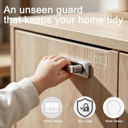 4 Pack Magnetic Cabinet Locks Baby Proofing with 2 Keys | No Drill, Tool-Free 3M Adhesive, Invisible Inside Cabinet, for Kitchen & Bathroom Drawers, Renter-Friendly Childproofing in Kuwait