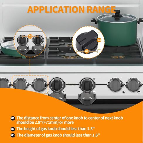4 Pack Gas Stove Knob Covers, Child Safety Stove Knob Guards with Adhesive Pads, Fits Most Gas Stove and Oven Knobs Under 1.6 Inch Diameter, Black in Kuwait