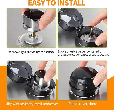 4 Pack Gas Stove Knob Covers, Child Safety Stove Knob Guards with Adhesive Pads, Fits Most Gas Stove and Oven Knobs Under 1.6 Inch Diameter, Black in Kuwait