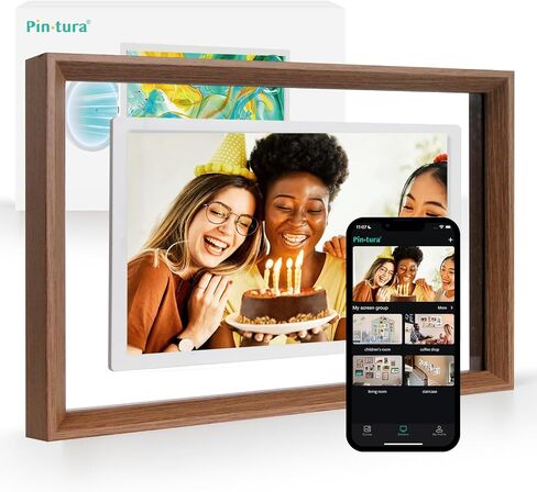 PINTURA 13.3" WiFi Digital Picture Frame with Pink Frame – 1080p FHD IPS, 64GB + 8GB Cloud Large Digital Photo Frame, Birthday & Holiday Moments Display, Instant Photo/Video Sharing via App in Kuwait