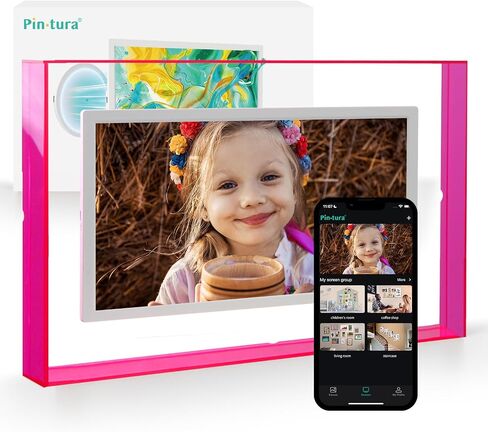 16" WiFi Digital Picture Wood Texture Frame - 1920 * 1080p FHD Magnetic Wall Mount, 64GB+8GB Cloud, Auto-Rotate Screen, Share Photos/Videos Instantly via App，Family Kids Growth Display in Kuwait