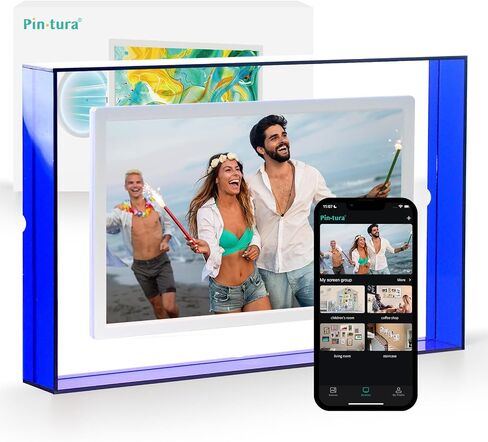 16" WiFi Digital Picture Wood Texture Frame - 1920 * 1080p FHD Magnetic Wall Mount, 64GB+8GB Cloud, Auto-Rotate Screen, Share Photos/Videos Instantly via App，Family Kids Growth Display in Kuwait