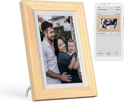 Bigme F7 Pro Smart Digital Photo Frame, ePaper Photo Frame with 7.5 Inch HD Color E-Ink Display, Support Mobile App WiFi Sharing, Calender & Sync Reminders, Long Battery Life, Beech in Kuwait