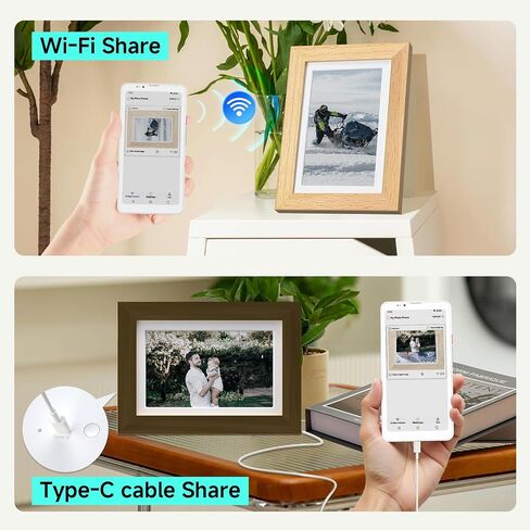Bigme F7 Pro Smart Digital Photo Frame, ePaper Photo Frame with 7.5 Inch HD Color E-Ink Display, Support Mobile App WiFi Sharing, Calender & Sync Reminders, Long Battery Life, Beech in Kuwait